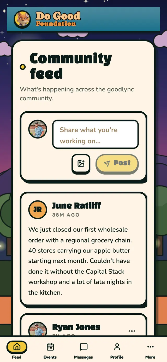 The community feed on a phone