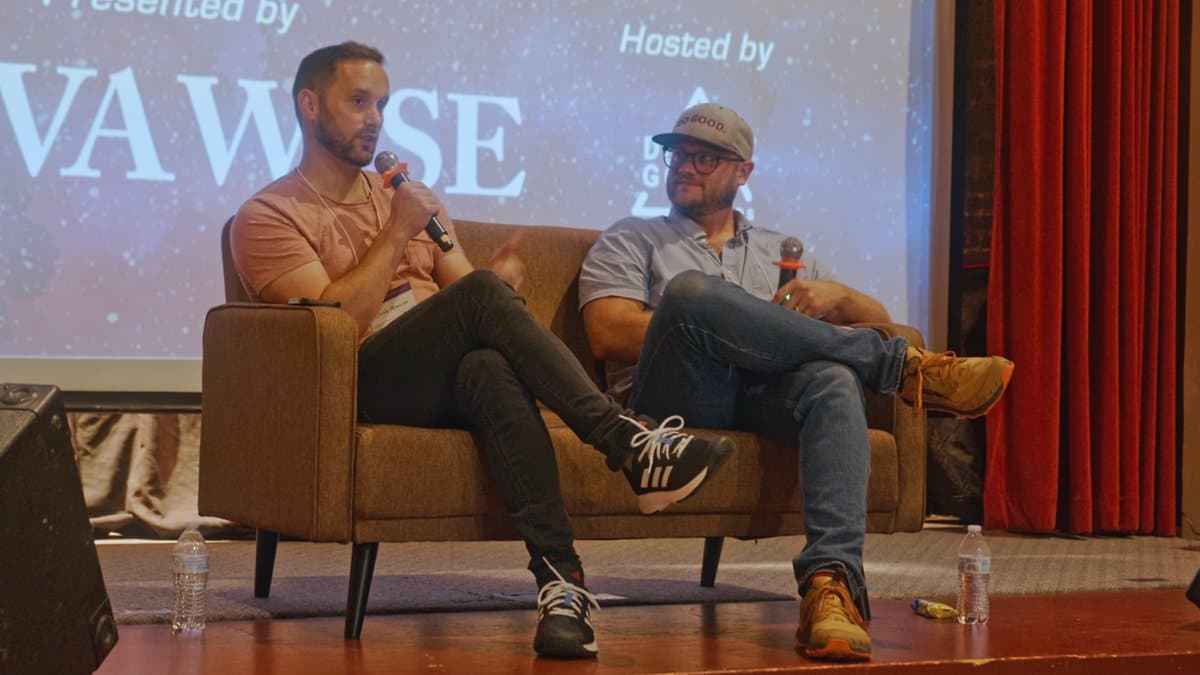 Ryan Jones and Josh Mancuso in conversation on stage at CreatorCon